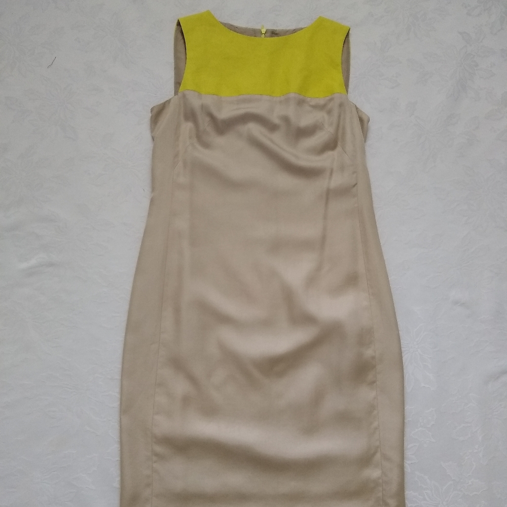 Akris silk linen colorblock dress